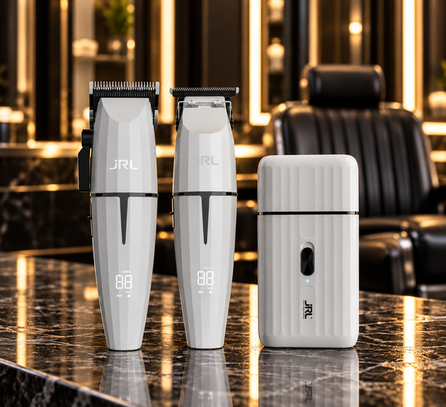 JRL Ghost Collection Kit 2 witte tondeuse trimmer en shaver in luxe barbershop sfeer