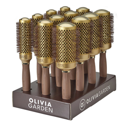 Olivia Garden Expert Blowout Shine - Golvende borstelharen Goud & Bruin - Display 12 stuks