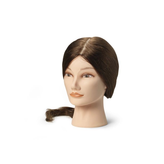 Oefenhoofd Emily 100% echt haar donkerbruin 45/50 cm