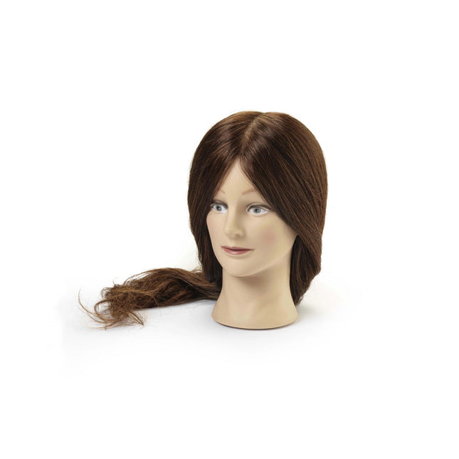 Oefenhoofd Maria 100% echt haar donkerbruin 55/60 cm