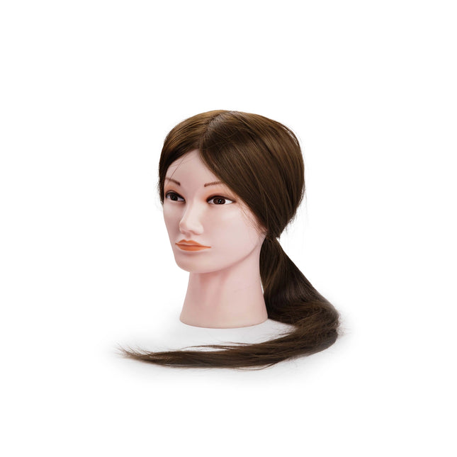 Oefenhoofd Linda 55/60cm Yaki Synthetisch haar donkerbruin