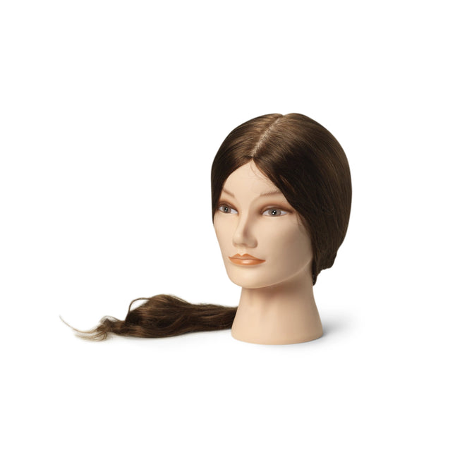 Oefenhoofd Katarina 100% echt haar donkerbruin 55/60 cm