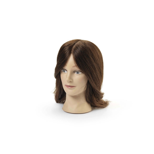 Oefenhoofd Andrea 100% echt haar donkerbruin 40/45 cm