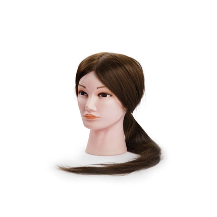 Oefenhoofd Linda 55/60cm Yaki Synthetisch haar donkerbruin