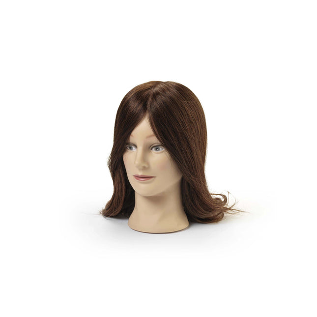 Oefenhoofd Alice 100% echt haar donkerbruin 30/35 cm