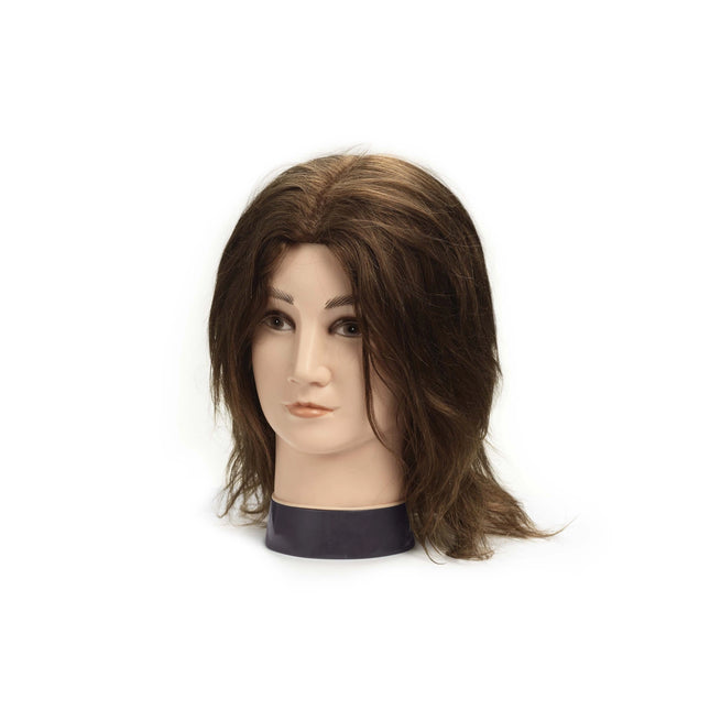 Oefenhoofd Magnus 100% echt haar donkerbruin 20 cm