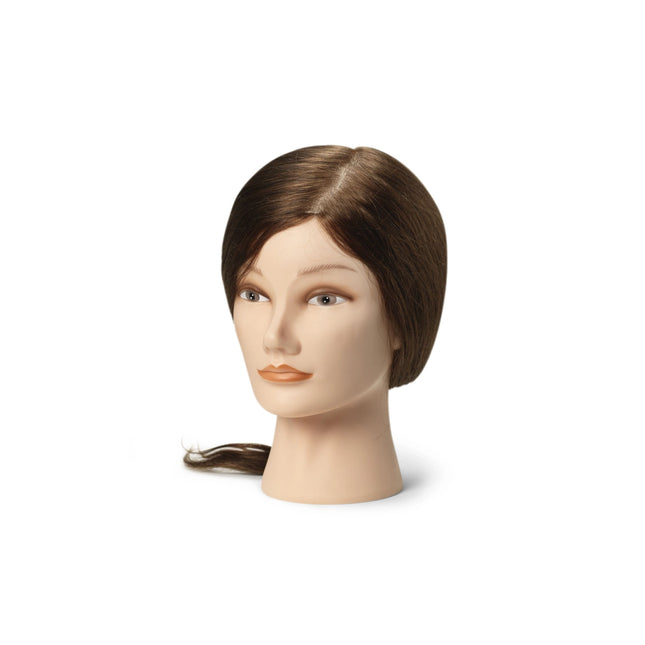 Oefenhoofd Laura 100% echt haar donkerbruin 35/40 cm